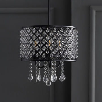 Gigi Metal/Crystal Adjustable LED Drop Chandelier - JONATHAN Y